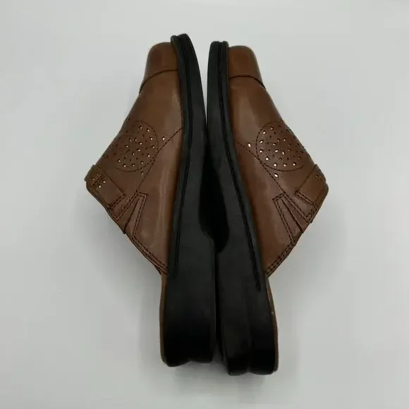 Clarks Brown Leather Patty Renata Slip On Mules Size 10 - Picture 3 of 8